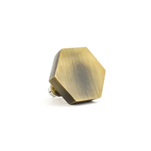 Antique Gold Hexagon Knob, Iron Knob, Kitchen Knob, Vintage Drawer or Cabinet Pull, Dresser Knob, Decorative Knob, Cabinet Hardware