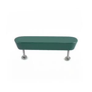May include: A dark green cabinet pull with a rectangular shape and rounded edges. The pull is mounted on two silver-coloured screws with a spring design, set against a white background.