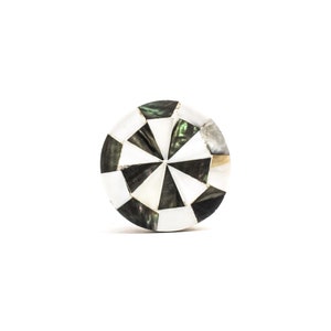 MOP Spinning Wheel Knob, Wooden and Mother of Pearl Cabinet Knob, Furniture Hardware, Dresser Knob, Modern Knob, Sustainable Decor