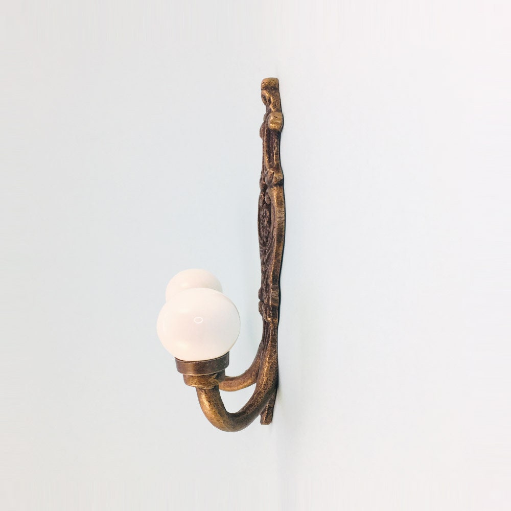 Double Vintage Gold Wall Hook White Traditional Wall Decor Etsy