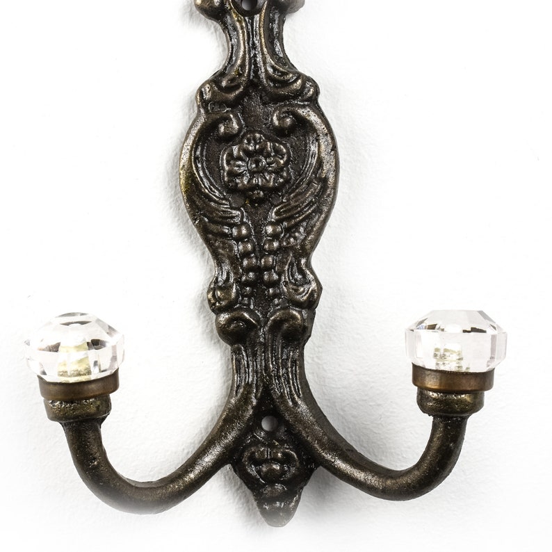 Clear Glass Double Vintage Gold Wall Hook Traditional Wall Etsy