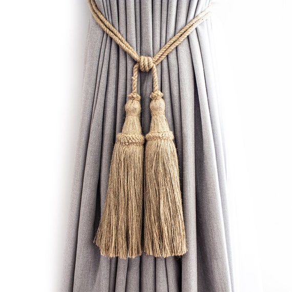 Große klassische Jute Quaste Vorhang Raffhalter, natürliche Jute  Raffhalter, Boho Raffhalter, Küsten Raffhalter, doppelte Quaste Raffhalter  - .de