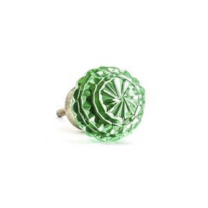 Ronde patroon groene glazen knop, decoratieve knop, dressoir en slaapkamerknop, kasttrek, massief glazen handvat, vintage knop, luxe knop