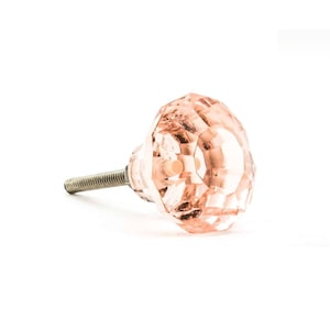 Large Pink Solid Glass Jewel Knob, Decorative Knob, Dresser and Bedroom Knob, Cabinet Pull, Sold Glass Handle, Vintage Knob, Luxe Knob