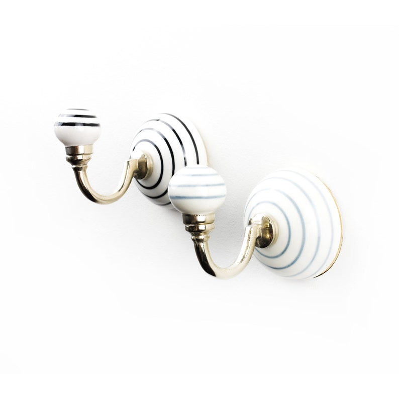 Black and White Striped Wall Hook Traditional Wall Decor Etsy