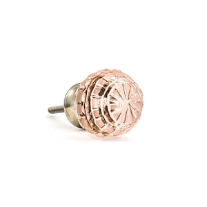 Round Patterned Pink Glass Knob, Decorative Knob, Dresser and Bedroom Knob, Cabinet Pull, Solid Glass Handle, Vintage Knob, Luxe Knob