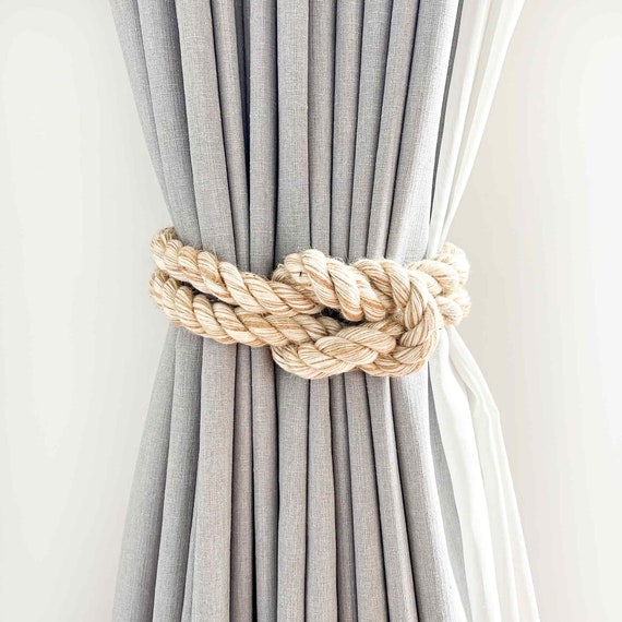 Fermatenda In Iuta E Legno Con Fiore Confezione Da 2 Stile Rustico Bohémien Per Tende Scure E Veli 50,8 Cm