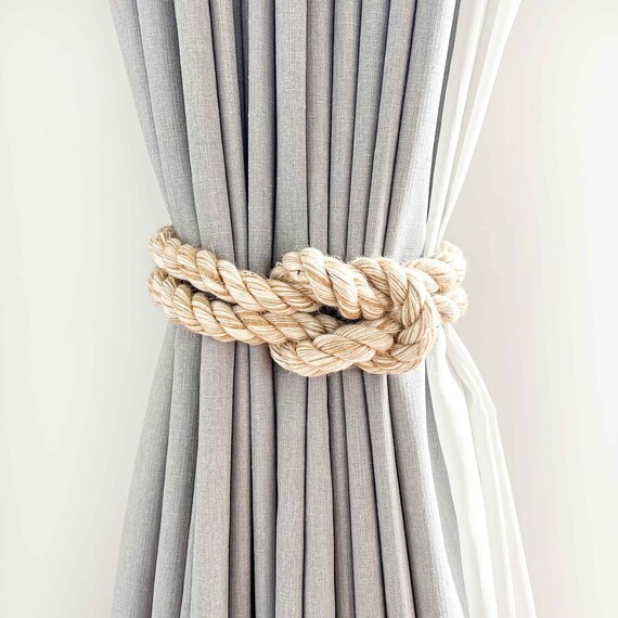 Fermatenda In Iuta E Legno Con Fiore Confezione Da 2 Stile Rustico Bohémien Per Tende Scure E Veli 50,8 Cm