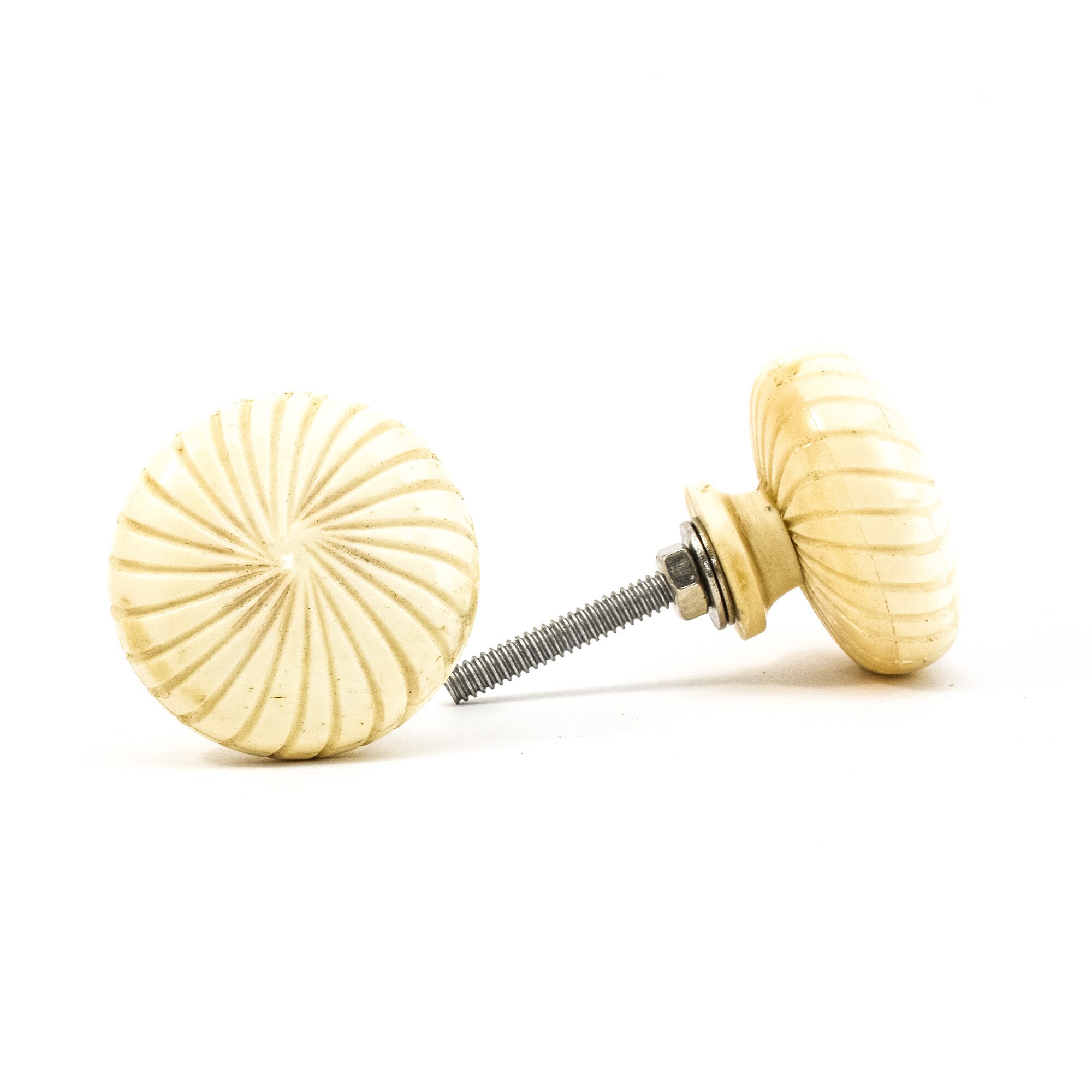 Carved Fan Knob White Bone Knob Bohemian Knob and Pull Etsy