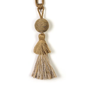 Jute and Silver Tassel Curtain Tie Back, Bohemian Chic Curtain Tie Back, Coastal Curtain Tie Back, Decorative Tie Back, Rustic Tie Back