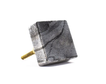 Pomo cuadrado de mármol gris macizo, pomo moderno para armario, herrajes decorativos, herrajes para muebles, tiradores para armarios, tiradores de tocador, pomo de mármol