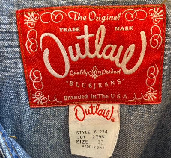 Vintage Outlaw Brand denim jumper dress size 11 m… - image 3