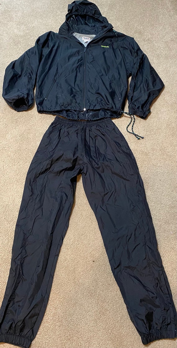 Vintage Reebok black spell out Logo wind suit tra… - image 3