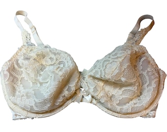 Vintage Victoria's Secret Y2K Lined Underwire 76217 Ivory Bra Padded Size 34D