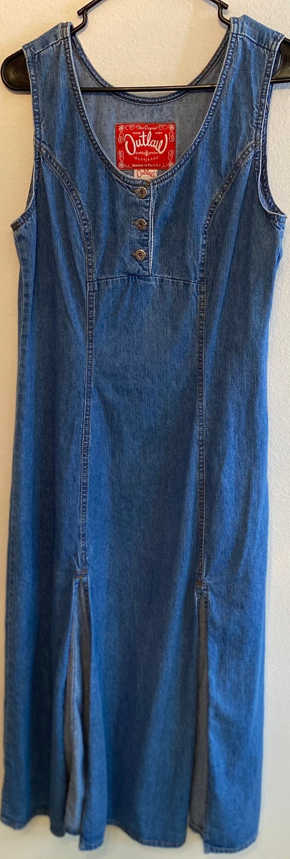Vintage Outlaw Brand denim jumper dress size 11 m… - image 1