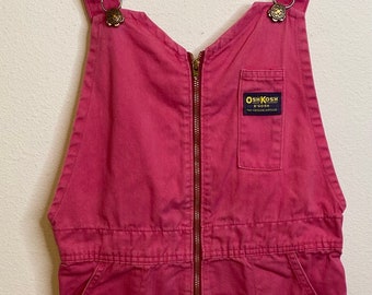 Vintage OshKosh Barbie Pink Overall Shorts Shortalls Women Size 11 Zipper USA 90s Y2K