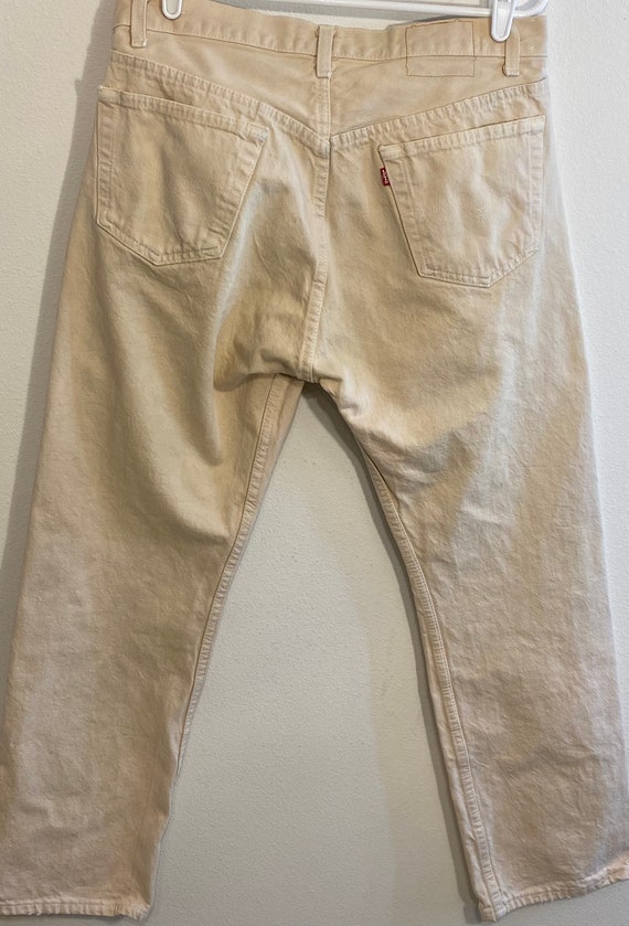 Levi 501 button fly pants jeans tan beige made in 