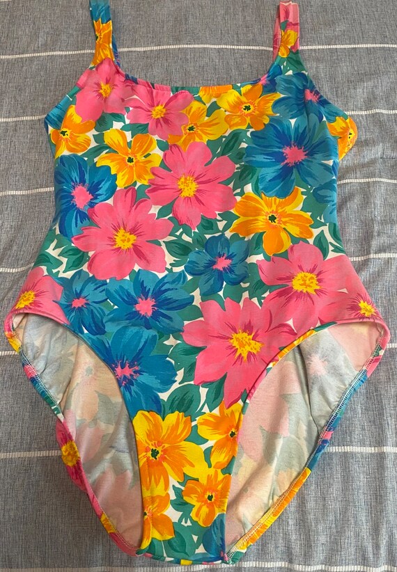 Vintage Jantzen Womens One Piece Swimsuit Flower F