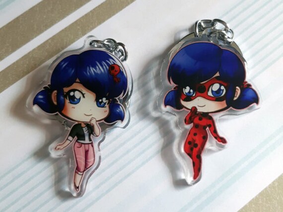 Acrylic Miraculous Ladybug And Chat Noir Marinette Adriencharm Keychain Anime Style Double Sided Cat Noir Adrien Marinette