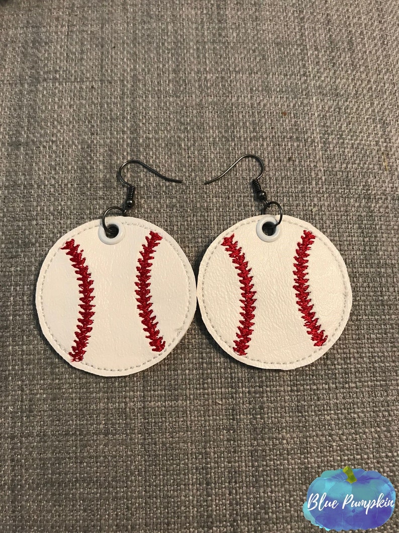 Earrings in the Hoop Danglessportsbaseball ITH Machine Etsy