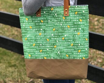 Shopping Tote Bag / Market Bag / Laptop Bag / Everyday Tote / Light Green Farm Chicks