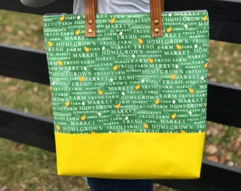 Shopping Tote Bag / Market Bag / Laptop Bag / Everyday Tote / Light Green Farm Chicks