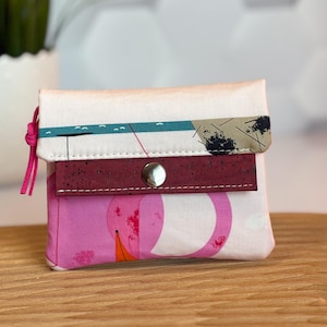 Cartera pequeña para mujer / Pájaro flamenco rosa / Vida silvestre moderna de mediados de siglo