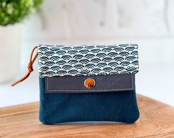 Womens Small Wallet / Navy and White