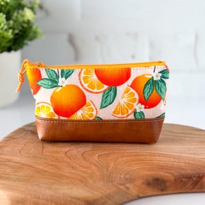 Small Zipper Pouch / Citrus Oranges Fabric
