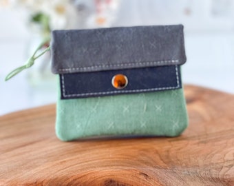 Womens Small Wallet / Mint and Gray