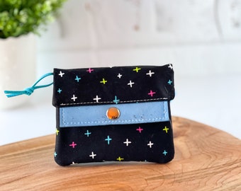 Womens Small Wallet / Black and Rainbow