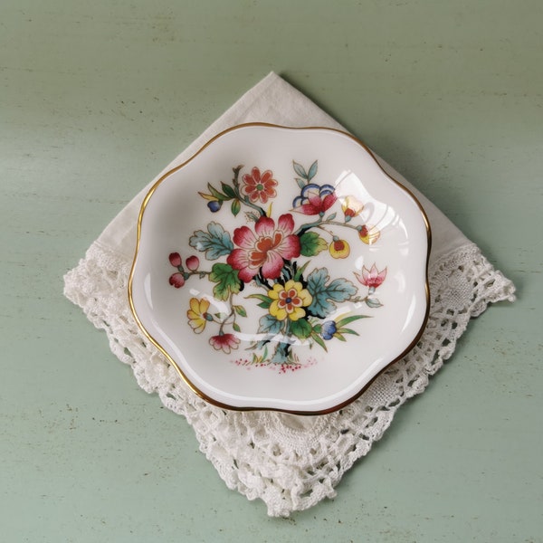 Petite coupelle fleurs "Ming Rose" porcelaine anglaise Coalport vintage