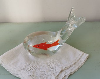 Glass whale inclusion vintage goldfish