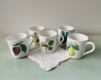 5 small vintage Limoges Bernardaud porcelain fruit cups