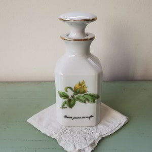 Pink yellow toilet bottle porcelain from Limoges, vintage Paris
