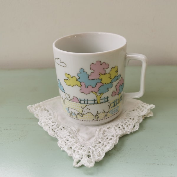 Mug enfant en porcelaine moutons vintage