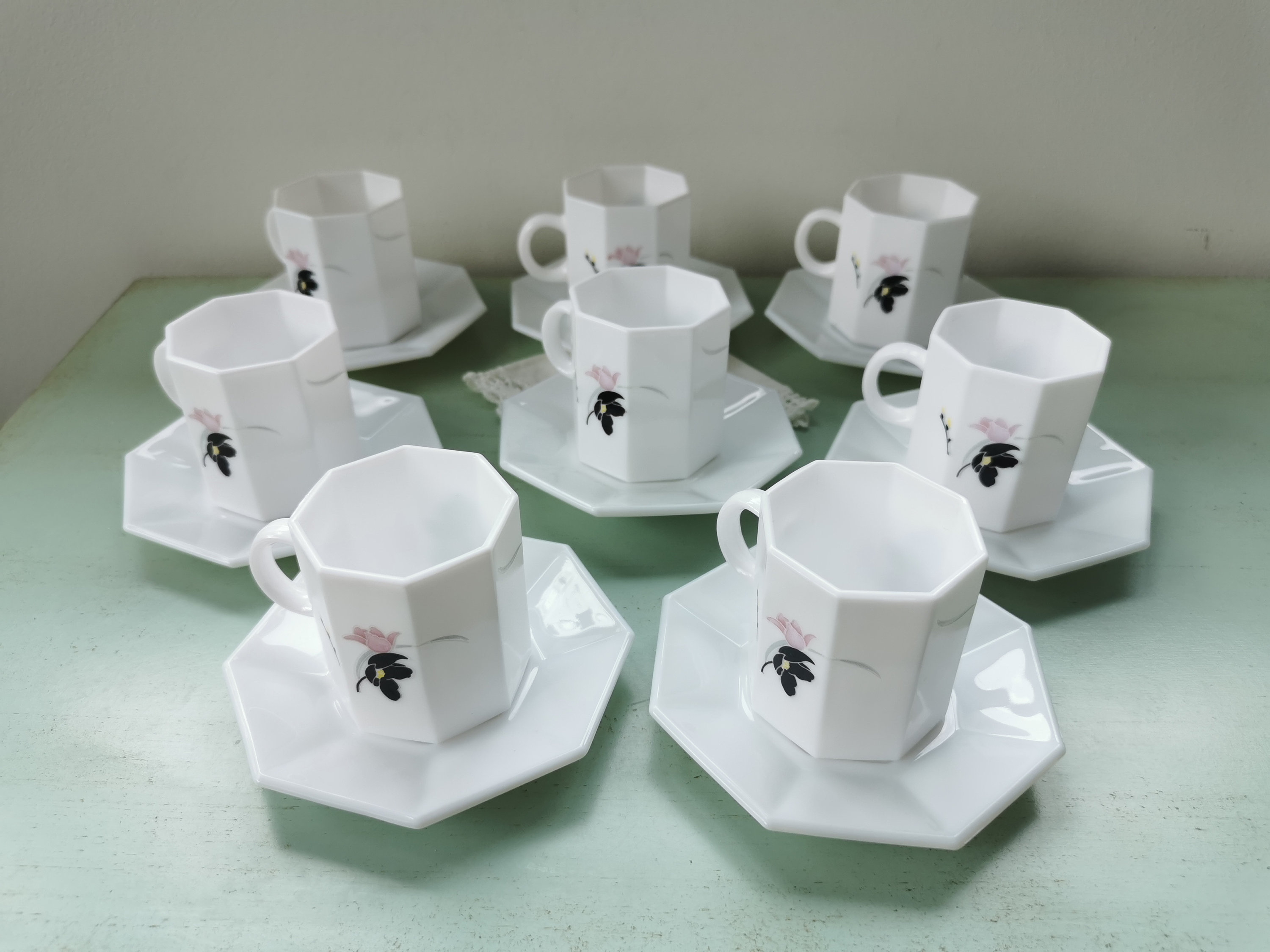 Service à Café Arcopal Vintage - Modèle Anaïs - Blanc - Tasse + Soucoupe