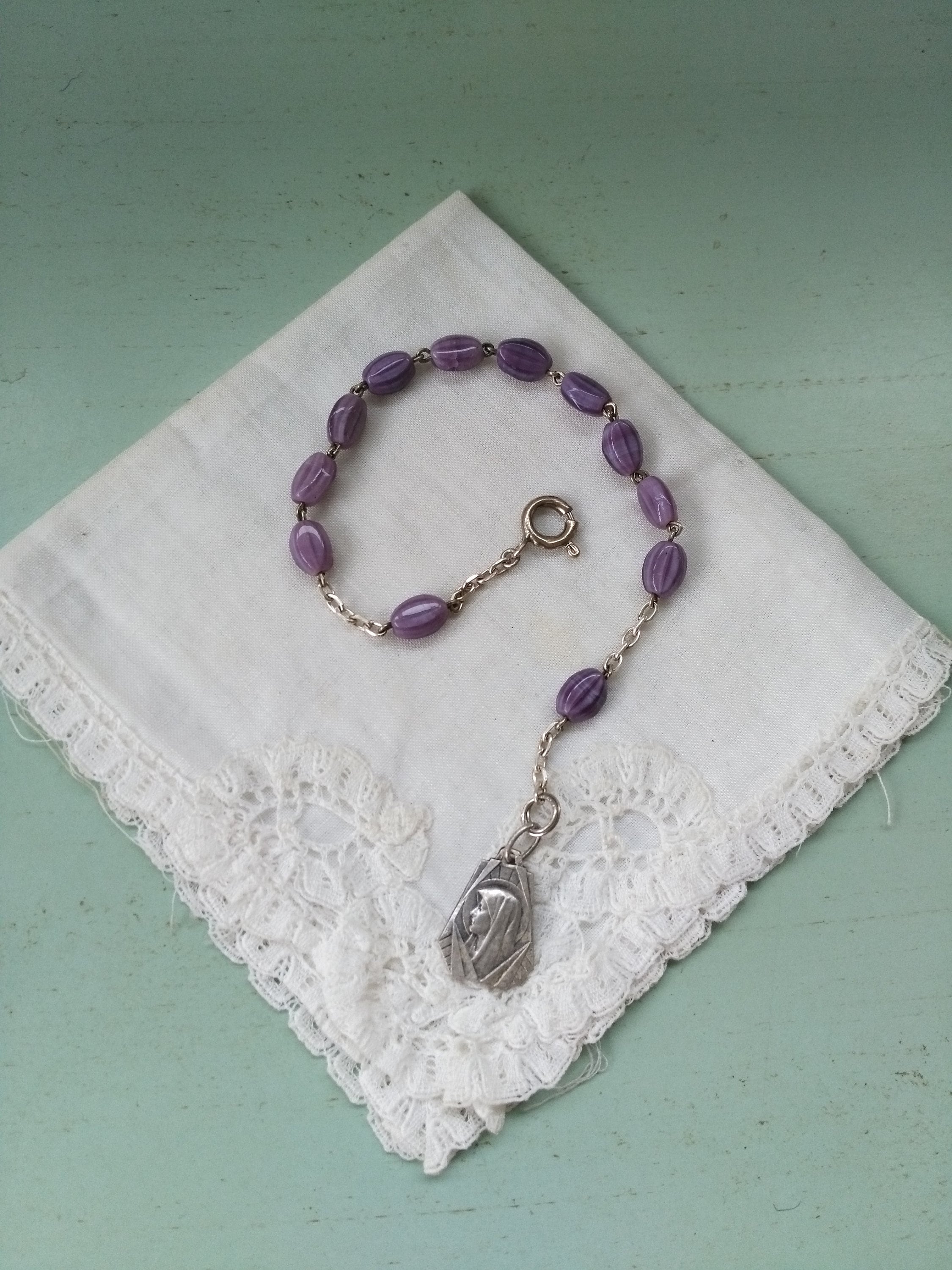 Bracelet de Communion Vierge Marie Signé Karo Vintage