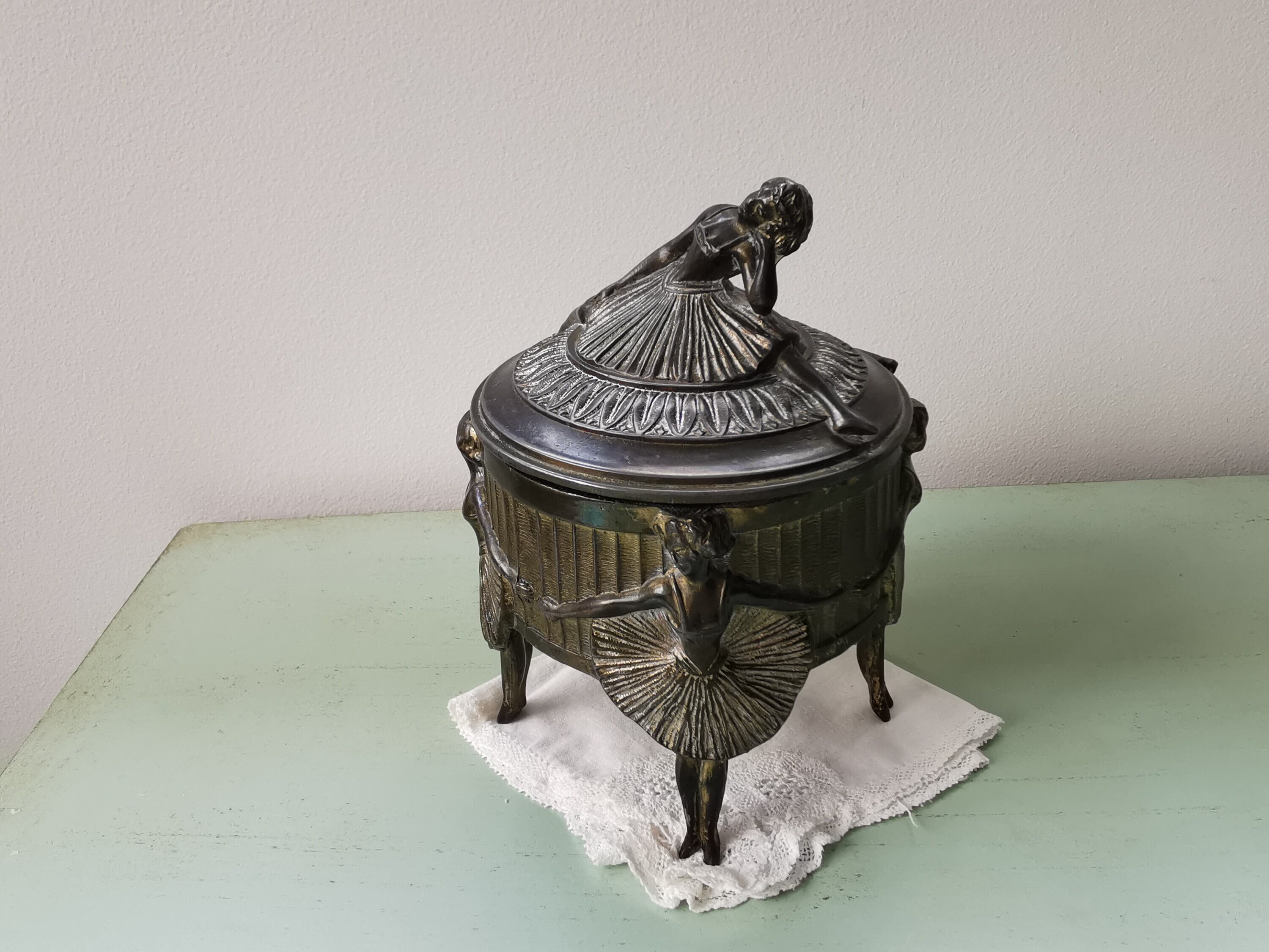 Rare Boîte à Bijoux en Régule Époque 1900 Française