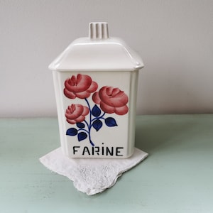 Pot Flour rose red Creil-Montereau HBCM Art Deco