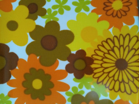 Plateau Fleurs Jaune Orange Et Marron 1970 Plateau Flower Power
