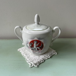 Victoria China Czechoslovakia porcelain putti sugar bowl