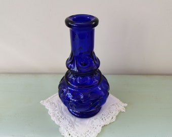 Petit vase bleu cobalt Yves Rocher vintage