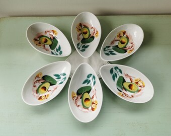 6 coupelles pour avocats en porcelaine de Limoges La Seynie vintage