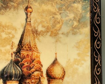 箱入り聖ワシリイ大聖堂 赤の広場 ロシア漆塗りミニチュア