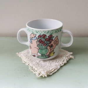 Vintage Villeroy & Boch porcelain pig double handle children&#39;s cup