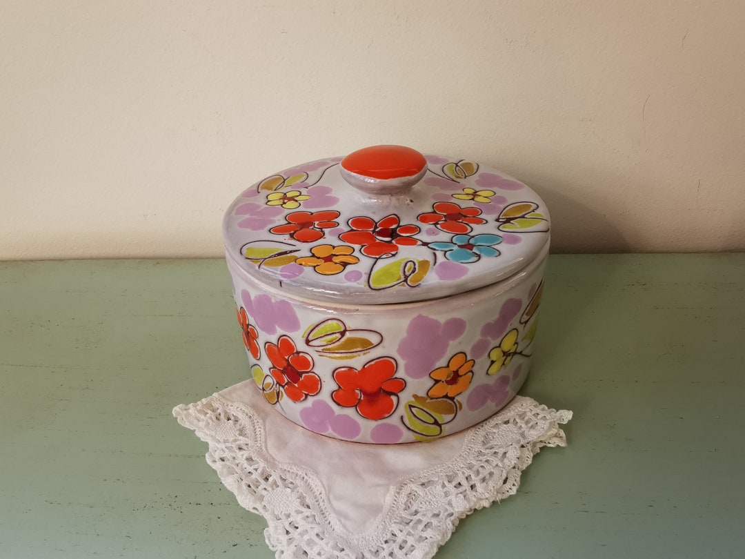 Candy Box Colorful Flowers Ceramic From Vallauris - Etsy