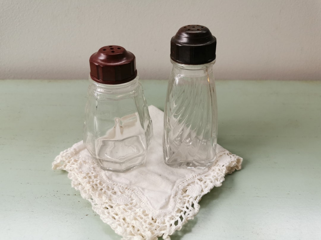 2 Vintage Bakelite Glass Salt Shakers or Shakers Etsy