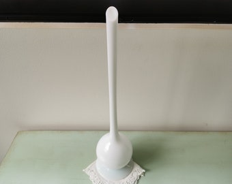 Long vase soliflore opaline blanche vintage