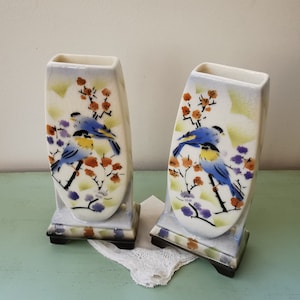 Czechoslovakia Art Deco earthenware bird vases